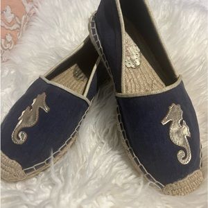 Lilly Pulitzer Lia Seahorse Espadrille True Navy / Gold Size 8